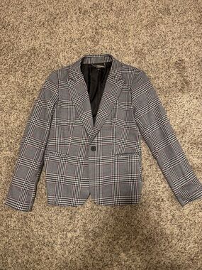 Women Grey Glen Plaid Single-Button Blazer
